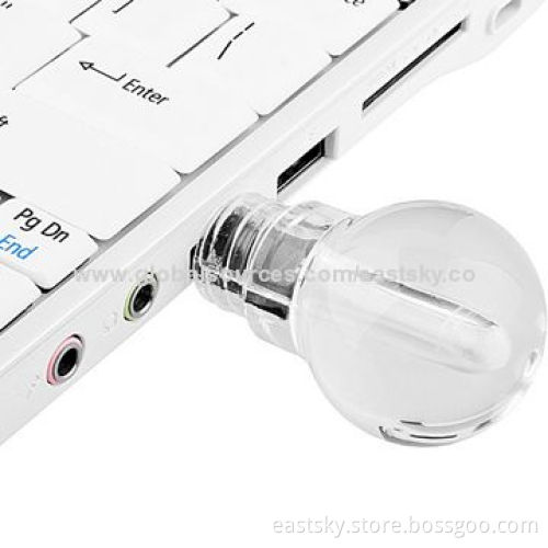 Bulb style USB flash drive, can be lighten-up when we connect it with computer, 64MB to 32GB